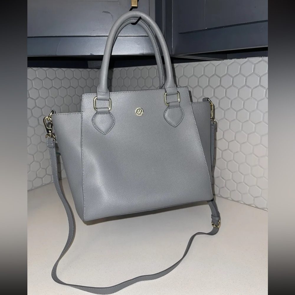 Ora Delphine Gray Leather Satchel Purse - Picture 2 of 6